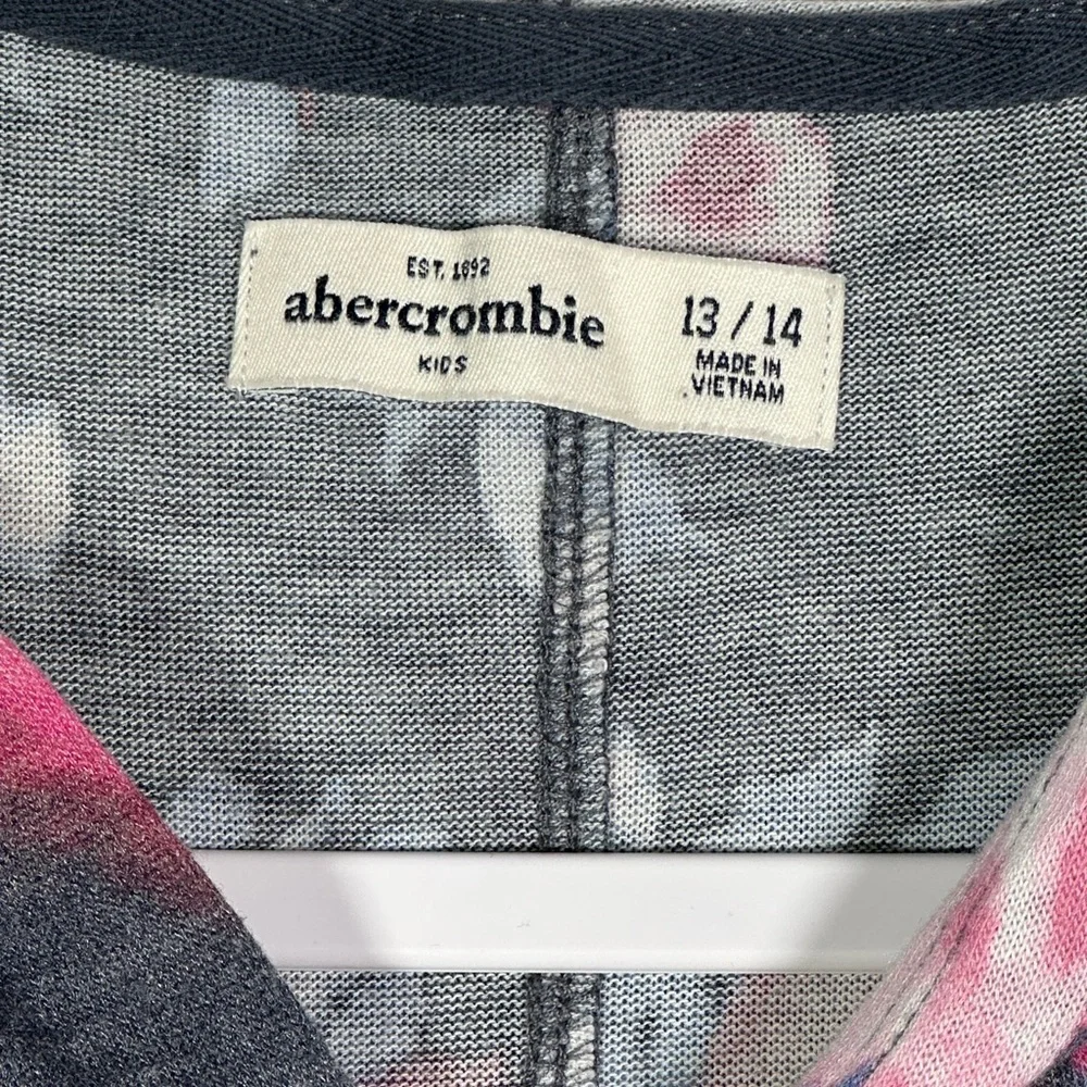 Abercrombie Kids Floral Rose gray Peplum Zip Up Hoodie Cardigan Size 13/14‎ NWOT